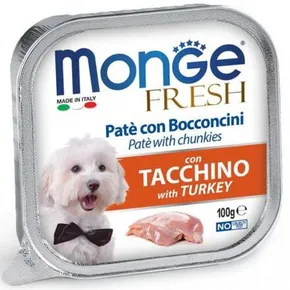 MONGE FRESH - pasztet i kawałki z indykiem 100 g dla psów